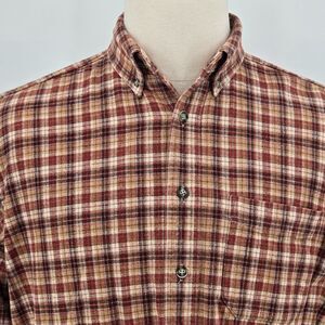 Vintage L.L. Bean Heavyweight Flannel Shirt Men's M Brown Check